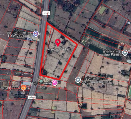ขายที่ดิน 19ไร่ หน้ากว้าง 260 ม. ติดถนน 4 เลน  กลางอำเภอเบญจลักษ์ จ.ศรีสะเกษ