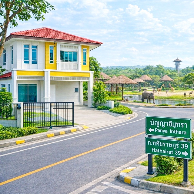 เฟอร์ครบ สาธิตพัฒนา 3นอน ซาฟารีเวิลด์ บ้านเดี่ยว 2 ชั้น  70 ตร.ว. 280 ตร.ม. ถนนปัญญาอินทราและทางด่วน หทัยราษฎร์39 บ้านเดี่ยวให้เช่า  3น้ำ