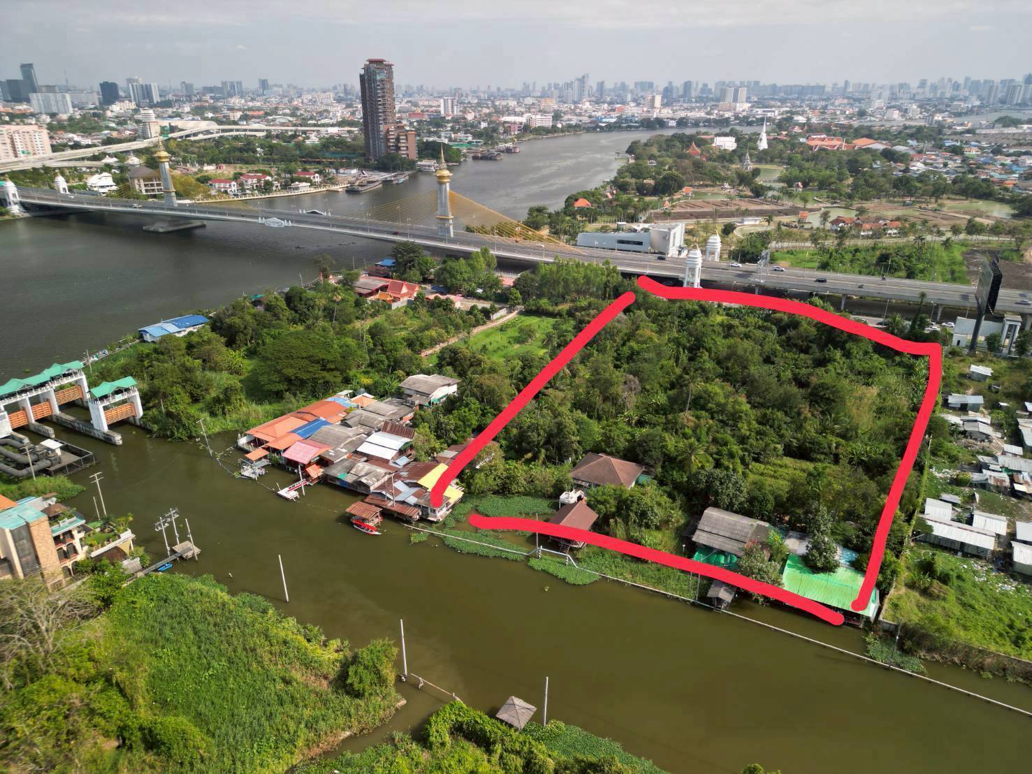 ขายที่ดินเปล่า 10 ไร่ 3 งาน 78.5 ตร.ว. ใต้สะพานมหาเจษฎาบดินทร์