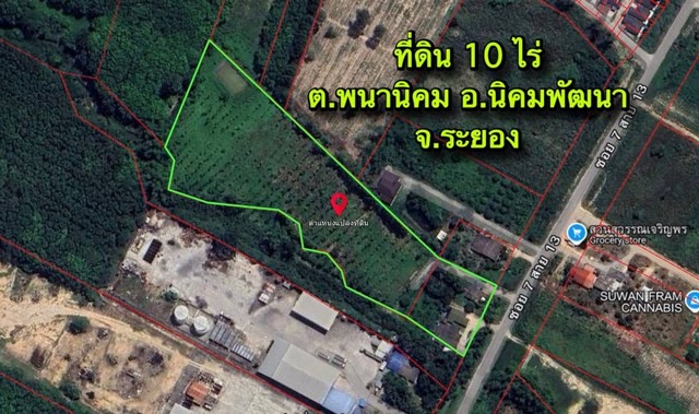 ขายที่ดินนิคมพัฒนาระยอง ขายที่ดินระยองเนื้อที่ 10 ไร่ ต.พนานิคม อ.นิคมพัฒนา จ.ระยอง ผังสีม่วงลาย