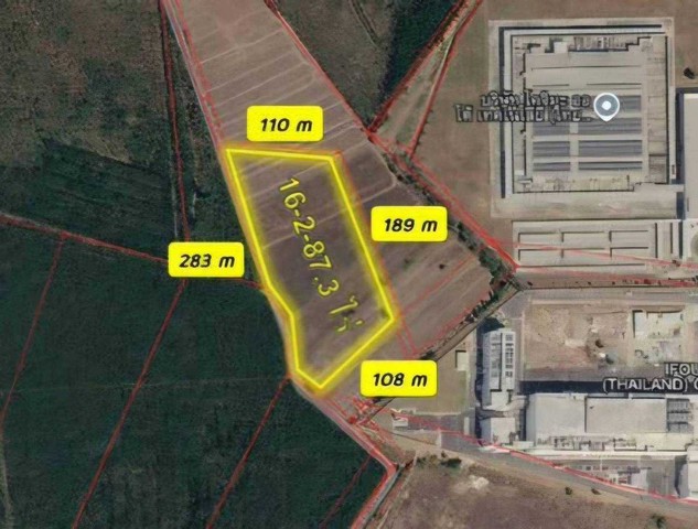 ขายที่ดินผังสีม่วง​ 16-2-87.3 ไร่​ ติดนิคมโรจนะ​ ปราจีนบุรี​  หัวหว้า ศรีมหาโพธิปราจีนบุรี
