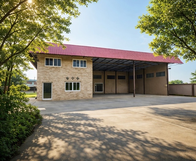 คลองสิบสี่ ติดถนนใหญ่ มีรั้วรอบขอบชิด ให้เช่า โกดัง ขนาดใหญ่ 2 ไร่ 30 ตร.วา ถนนคลองสิบ  ใกล้สถานีตำรวจนครบาลลำหิน 1.5 กม.