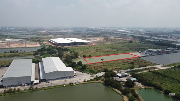 ที่ดิน7ไร่ 94.4 ตรว. ถนนคลองส่งน้ำสุวรรณภูมิ พื้นที่สีเหลือง เหมาะสำหรับสร้างโกดัง