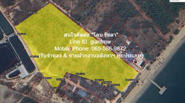 ที่ดิน ขายที่ดินเปล่าติดทะเล (ผังสีชมพู) ต.ห้วยทราย อ.เมืองประจวบคีรีขันธ์ จ.ประจวบคีรีขันธ์ 17-3-54.9 ไร่ ราคา 53661750 บาท (3 ลบ./ไร่)  62605375 บาท ใกล้กับ ห่างถนนเพชรเกษม (ทางหลวงหมายเลข 4) ประมาณ 3.2 กม. คุ้มค่าคุ้มราคา
