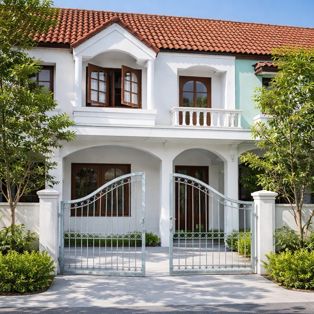 MRTรามอินทรา กม.9 650ม. รามอินทรา72-78  แม็คโคร รามอินทรา 199ม.  ให้เช่าทาวน์เฮ้าส์ 2 ชั้น 2 นอน 2 น้ำ สวนสยาม 17ตร.วา.140ตร.ม.