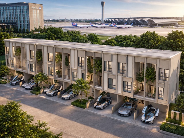 ARL ลาดกระบัง 900 ม. รอยัลลาดกระบังกอล์ฟ จอดรถ2-3คัน ทาวน์โฮม 3 ชั้น กว้าง 5.5 เมตร 3-4นอน 4 น้ำ 20 ตร.ว. 240 ตร.ม.  สุวรรณภูมิ